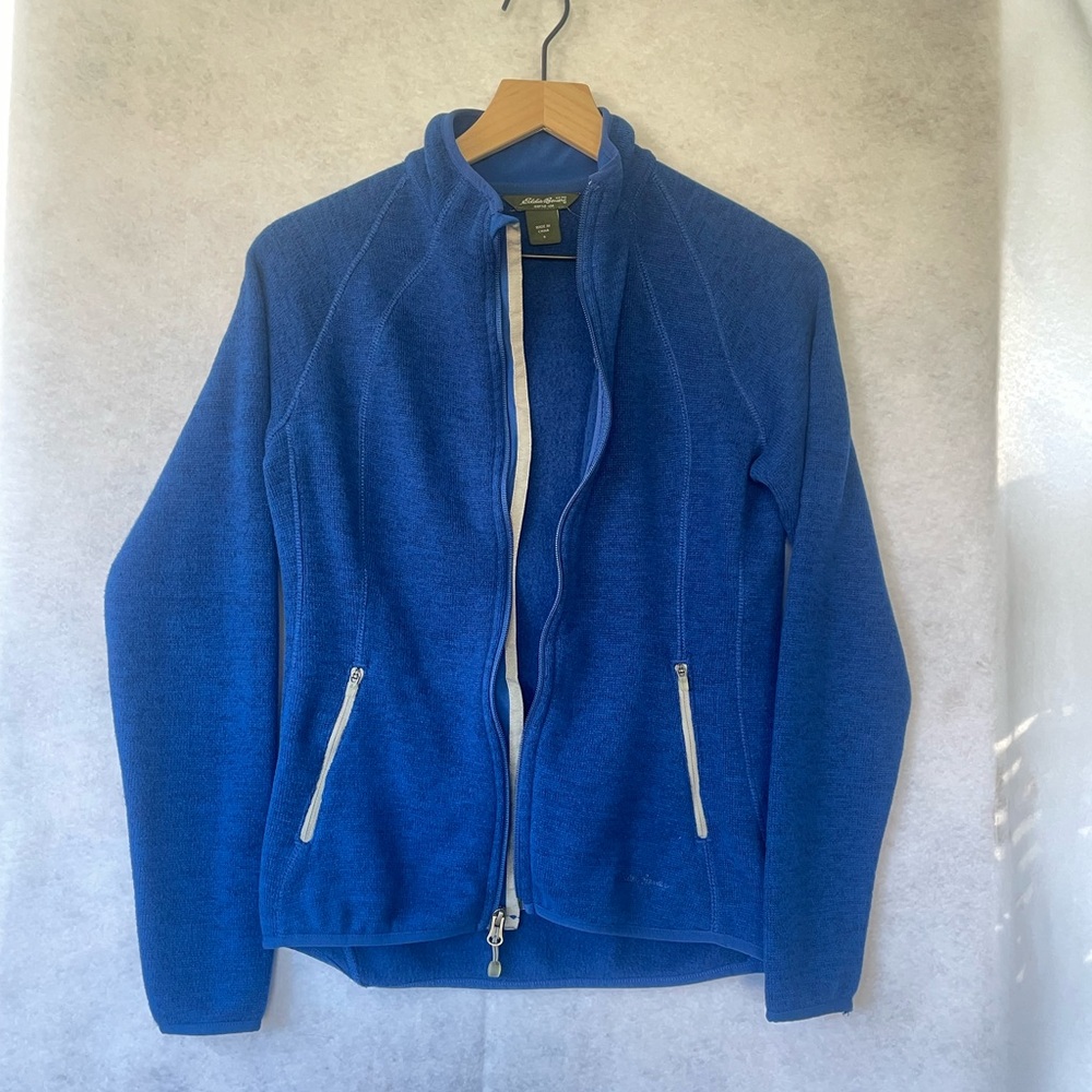 Eddie Bauer Full Zip Lightweight Hiking Jacket Women’s Small Blue Knit